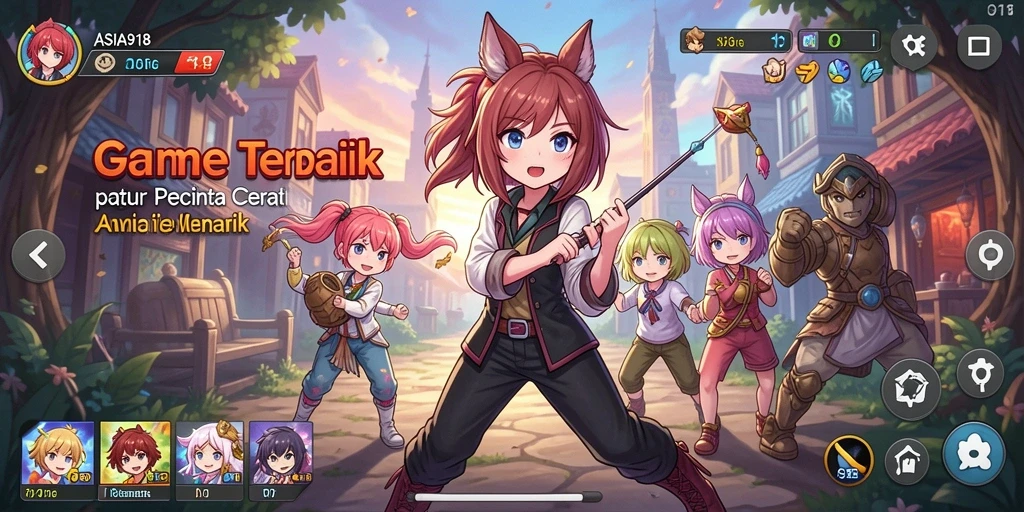 Gameplay ASIA918 menampilkan pertempuran epik dan karakter anime yang keren.
