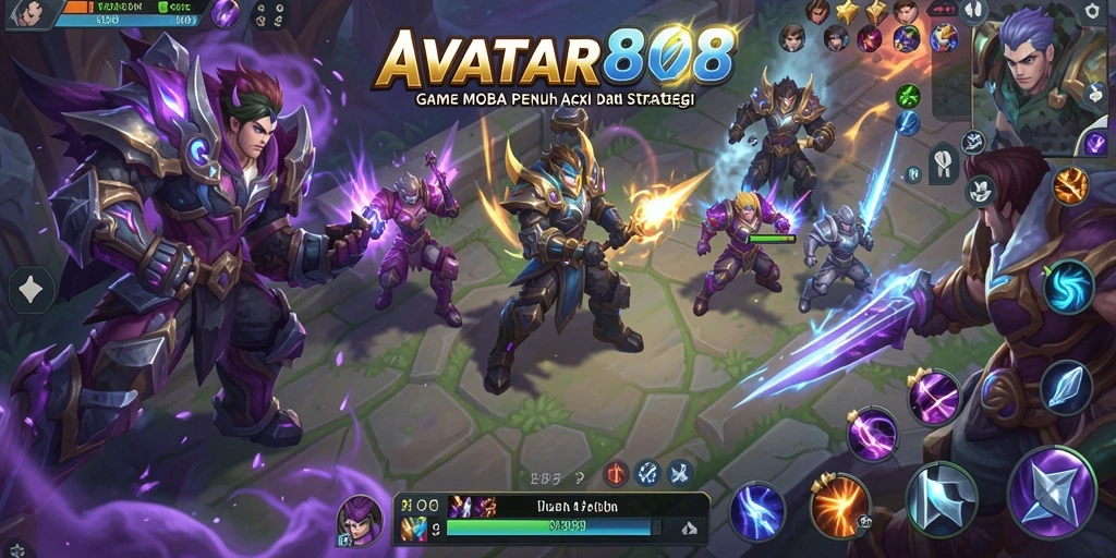 Tangkapan layar gameplay strategi dan pertarungan dari AVATAR808.