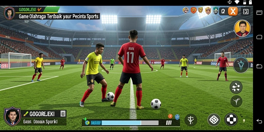 Screenshot GOGOREJEKI menampilkan aksi mendebarkan dalam permainan olahraga.