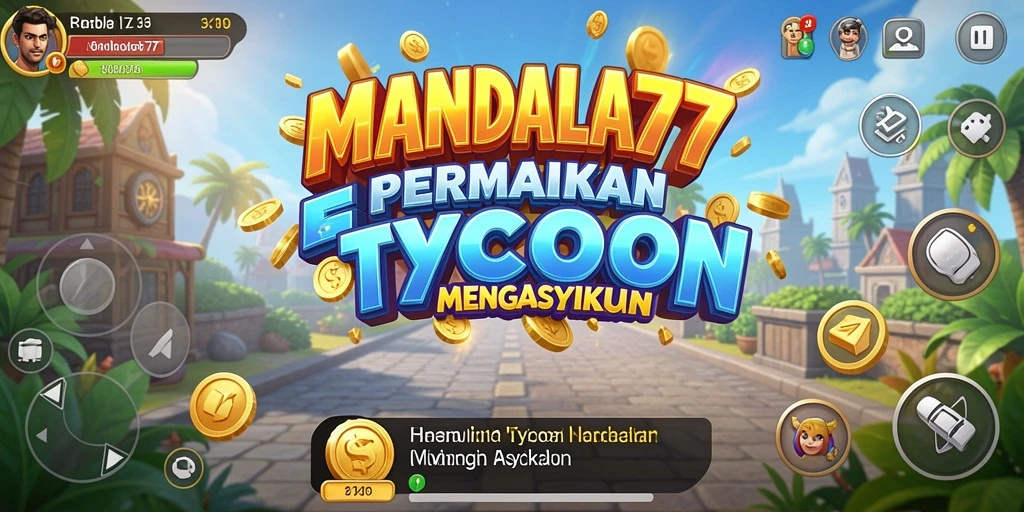 Screenshot gameplay MANDALA77 yang menunjukkan aktivitas membangun bisnis.