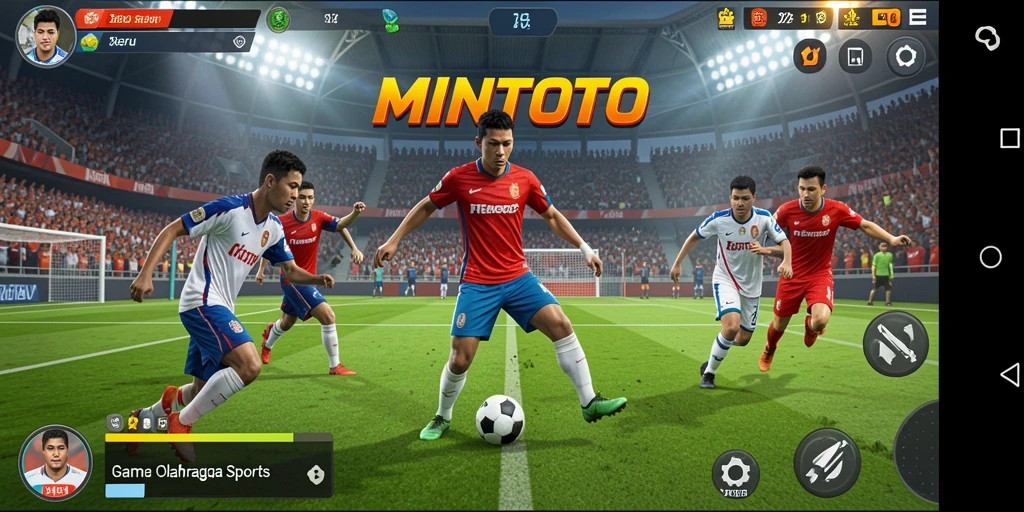 Tangkapan layar utama gameplay MINTOTO yang menampilkan aksi seru olahraga.