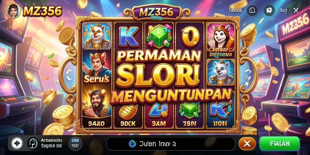 Screenshot gameplay MZ356 yang menampilkan simbol dan fitur menarik.
