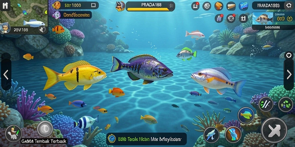 Tangkapan layar gameplay PRADA188 menampilkan aksi seru Tembak Ikan.