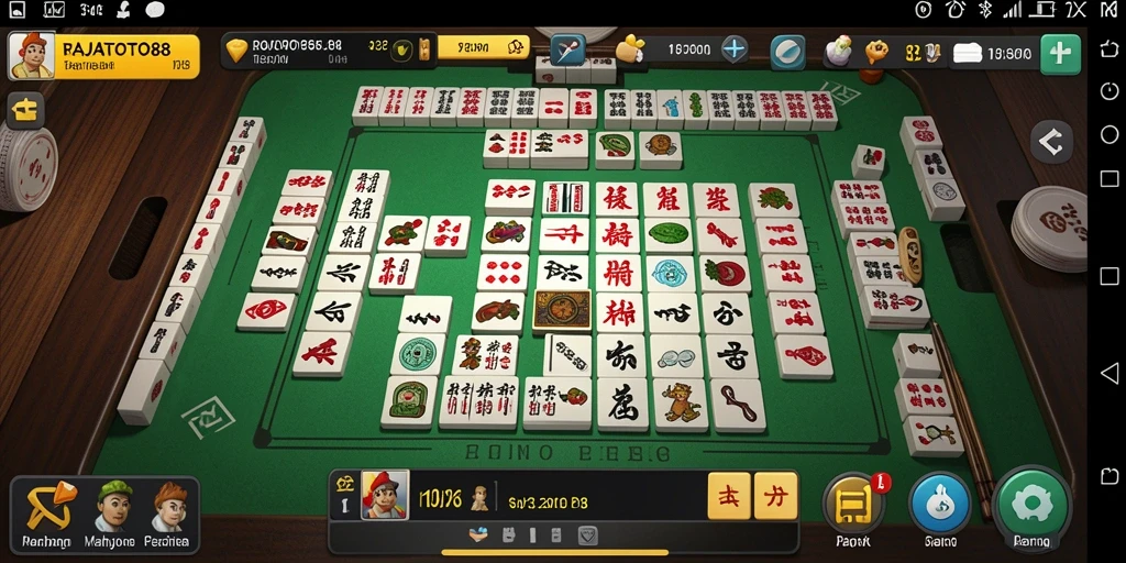 Tampilan menarik dari gameplay RAJATOTO88 dengan ubin Mahjong berwarna-warni.
