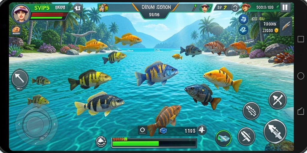 Tampilan gameplay seru saat berburu ikan besar di SVIP5.