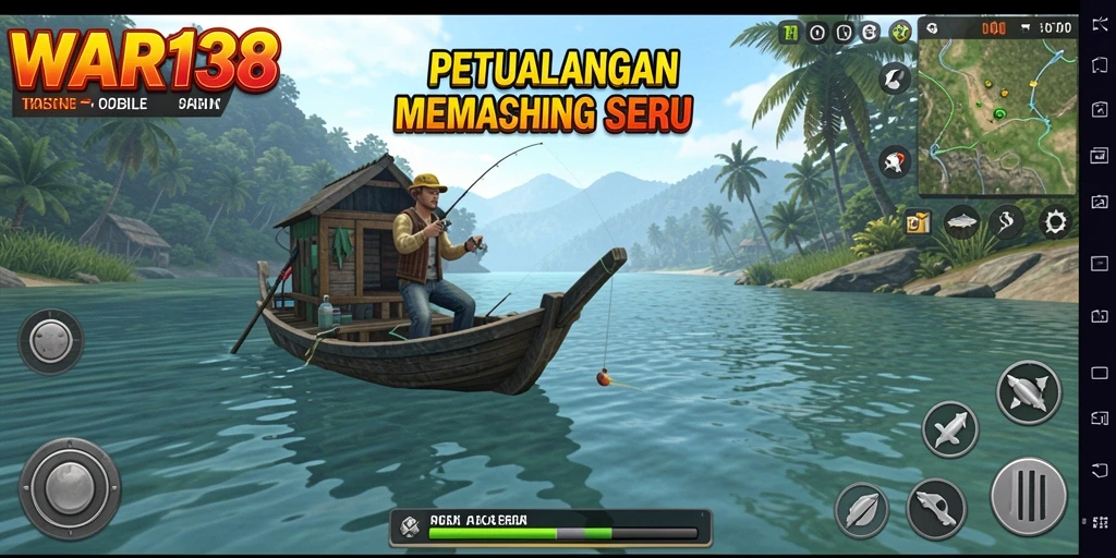 Screenshot utama WAR138 menunjukkan aksi memancing yang mendebarkan.