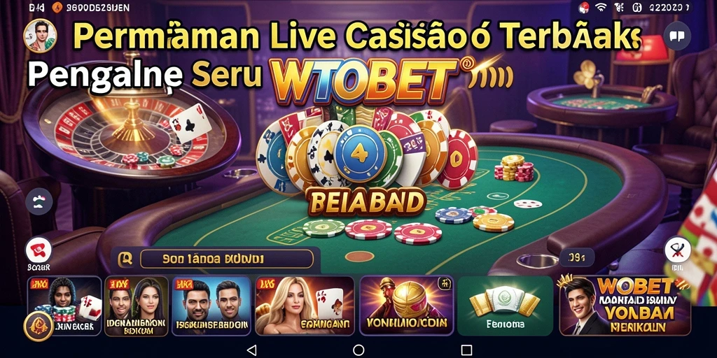 Screenshot utama WTOBET menampilkan suasana gameplay Live Casino yang seru.