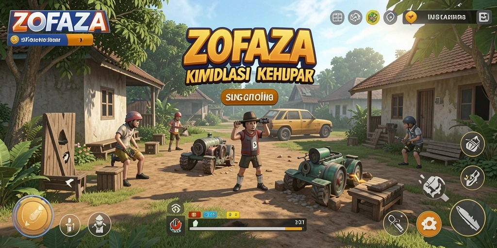 Tampilan gameplay menarik di dunia <strong>ZOFAZA</strong> yang penuh warna.
